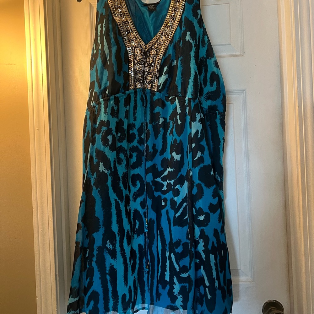 Lane Bryant Elegant Blue Patterned Dress size 22/24